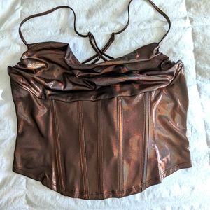 Metallic Hollographic Corset Crop Top
